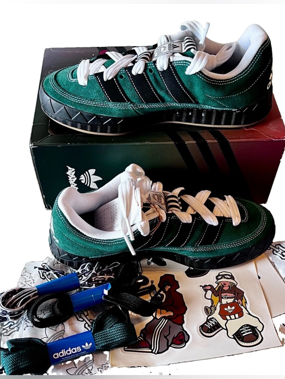 Adidas x YnUK Adimatic Sneakers Dk Green Core Black Off White IE2164 Mens 9 NIB